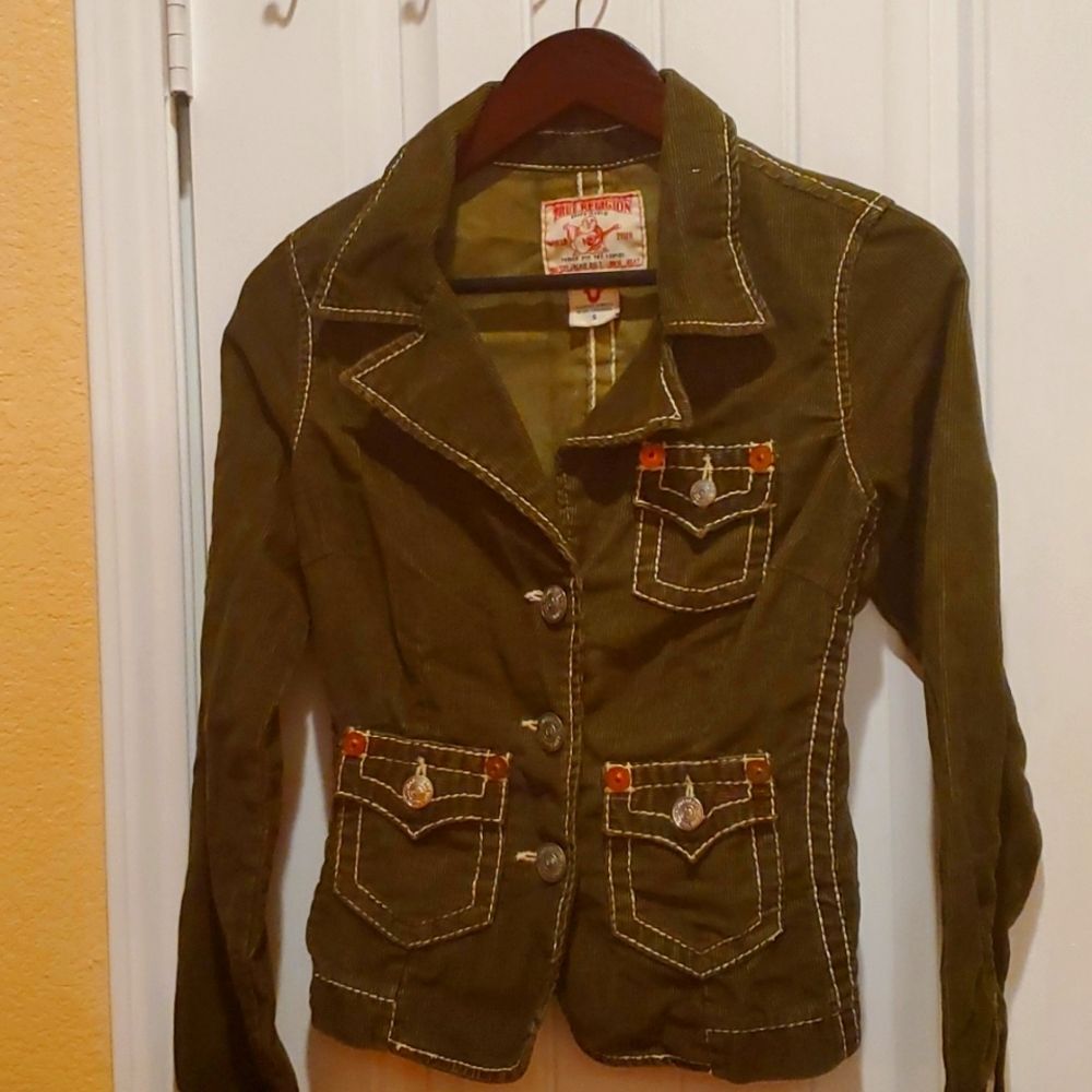 True Religion Women’s Olive corduroy jacket size S